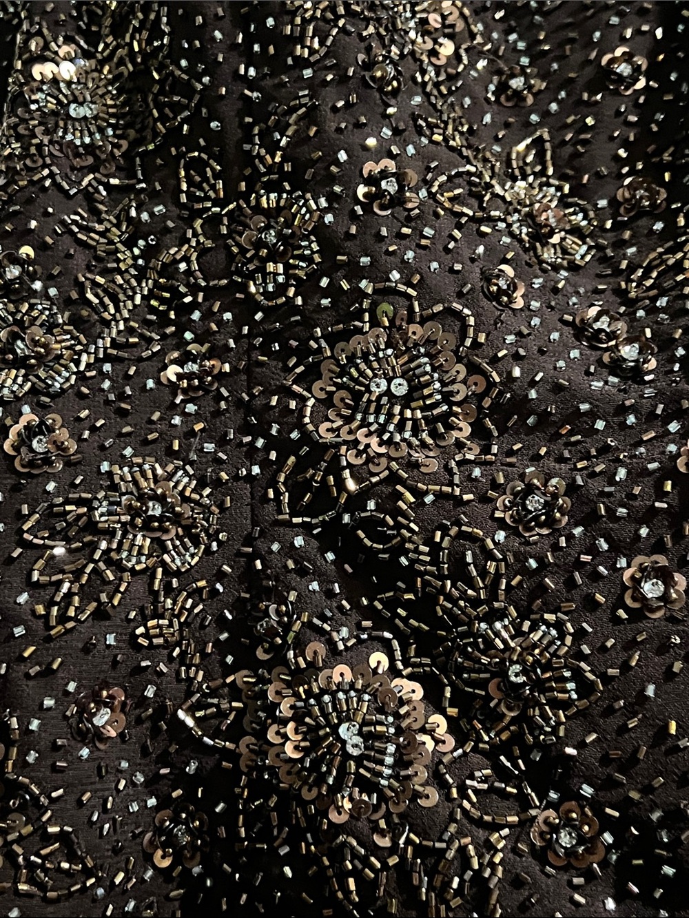 CAMERON BLAKE by Mon Cheri Brown Beaded Chiffon Ruffle Hem Evening Gown Size 10 - Picture 9 of 10